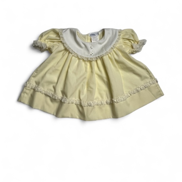 Vintage Bryan Baby Girls Size Small Dress Plastic Lined Bloomers Yellow Floral V - Picture 2 of 6